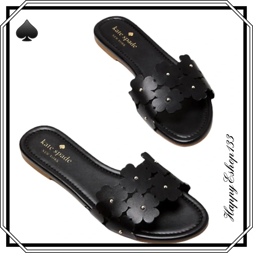 ♠️kate spade Daisy Field Sandals, Black NIB - Picture 9 of 9